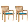 vidaXL Chaises de jardin lot de 2 - Bois de teck massif
