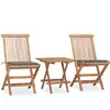 vidaXL Mobilier à dîner d'extérieur pliable avec coussin 3 pcs Teck