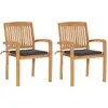 vidaXL Chaises de jardin avec coussins anthracite - Lot de 2