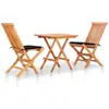 vidaXL Ensemble de bistro 3 pcs avec coussins noir Bois de teck massif