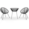 vidaXL Ensemble à dîner d'extérieur 3 pcs Rotin PVC Noir