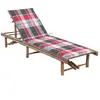 vidaXL Chaise longue de jardin avec coussin Bambou