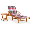 vidaXL Chaise longue de jardin avec table et coussin Bois d'acacia