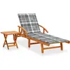 vidaXL Chaise longue de jardin avec table et coussin Bois d'acacia