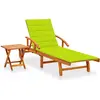 vidaXL Chaise longue de jardin avec table et coussin Bois d'acacia
