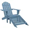 vidaXL Chaise de jardin Adirondack avec pouf Bois de sapin solide Bleu