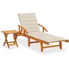 vidaXL Chaise longue de jardin avec table et coussin Bois d'acacia
