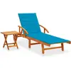 vidaXL Chaise longue de jardin avec table et coussin Bois d'acacia