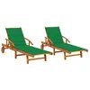 vidaXL Chaise longue de jardin avec table et coussin Bois d'acacia