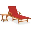 vidaXL Chaise longue de jardin avec table et coussin Bois d'acacia