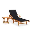 vidaXL Chaise longue de jardin avec table et coussin Bois d'acacia