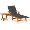 vidaXL Chaise longue de jardin avec table et coussin Bois d'acacia