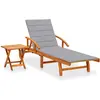 vidaXL Chaise longue de jardin avec table et coussin Bois d'acacia