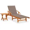 vidaXL Chaise longue de jardin avec table et coussin Bois d'acacia