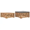 vidaXL Table et repose-pied de jardin coussin gris foncé Bois de teck