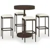 vidaXL Meuble de bar de jardin 5 pcs et coussins Résine tressée Marron
