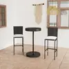 vidaXL Ensemble de bar de jardin 3 pcs et coussins Résine tressée Noir