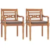 vidaXL Chaises Batavia lot de 2 avec coussins gris foncé Bois de teck