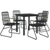 vidaXL Ensemble à manger de jardin 5 pcs Noir Rotin PVC