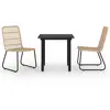 vidaXL Ensemble à manger d'extérieur 3 pcs - Résine tressée et verre