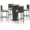 vidaXL Ensemble de bar de jardin 5 pcs et coussins Résine tressée Noir