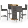 vidaXL Ensemble de bar de jardin 5 pcs et coussins Résine tressée Gris
