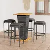 vidaXL Ensemble de bar de jardin 5 pcs et coussins Résine tressée Gris