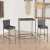 vidaXL Ensemble de bar de jardin 3 pcs et coussins Résine tressée Gris