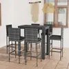 vidaXL Ensemble de bar de jardin 7 pcs et coussins Résine tressée Gris