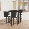 vidaXL Ensemble de bar de jardin 5 pcs et coussins Résine tressée Noir