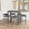 vidaXL Ensemble de bar de jardin 7 pcs et coussins Résine tressée Gris