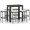 vidaXL Ensemble de bar de jardin 7 pcs et coussins Résine tressée Noir