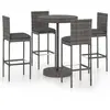 vidaXL Ensemble de bar de jardin 5 pcs et coussins Résine tressée Gris