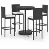 vidaXL Ensemble de bar de jardin 5 pcs et coussins Résine tressée Noir
