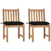 vidaXL Chaises de jardin 2 pcs avec coussins Bois de teck massif