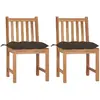 vidaXL Chaises de jardin lot de 2 avec coussins Bois de teck massif