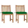 vidaXL Chaises de jardin 2 pcs avec coussins Bois de teck massif