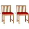 vidaXL Chaises de jardin 2 pcs avec coussins Bois de teck massif