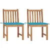 vidaXL Chaises de jardin 2 pcs avec coussins Bois de teck massif