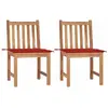 vidaXL Chaises de jardin 2 pcs avec coussins Bois de teck massif