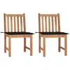 vidaXL Chaises de jardin 2 pcs avec coussins Bois de teck massif