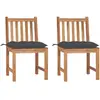 vidaXL Chaises de jardin 2 pcs avec coussins Bois de teck massif