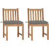 vidaXL Chaises de jardin 2 pcs avec coussins Bois de teck massif