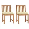 vidaXL Chaises de jardin lot de 2 avec coussins Bois de teck massif