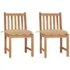 vidaXL Chaises de jardin 2 pcs avec coussins Bois de teck massif