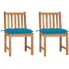 vidaXL Chaises de jardin 2 pcs avec coussins Bois de teck massif