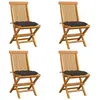 vidaXL Chaises de jardin avec coussins taupe 4 pcs Bois de teck massif