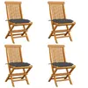 vidaXL Chaises de jardin et coussins anthracite lot de 4 Bois de teck