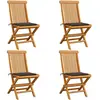 vidaXL Chaises de jardin avec coussins taupe 4 pcs Bois de teck massif