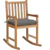 vidaXL Chaise à bascule avec coussin gris Bois de teck solide